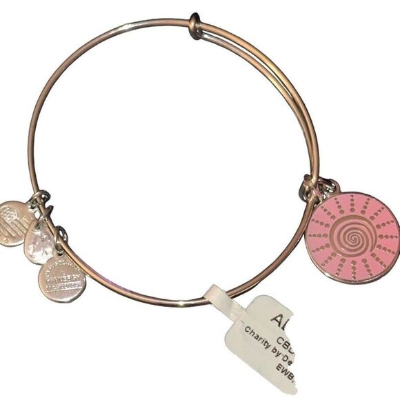 *NEW* Alex And Ani Shiny Silver Spiral Sun Charm Bangle Bracelet - Picture 2 of 9